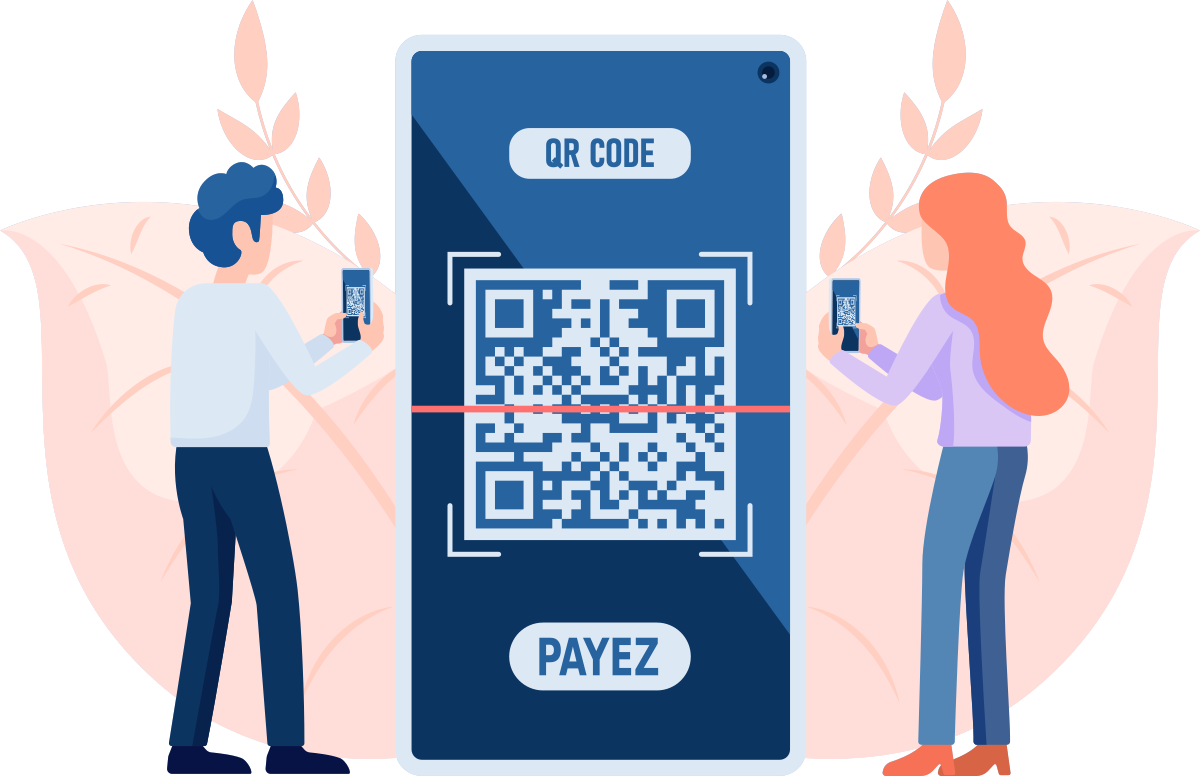 deux clients utilisent leur smartphone pour payer avec un QR Code